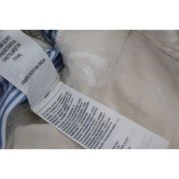 abercrombie fitch men's 30 9.5" striped white blue distressed flat front shorts - Picture 14 of 14